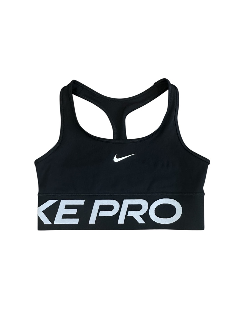 Nike Pro Dri-FIT Sports Bra Black White Logo Racerback Women’s Small